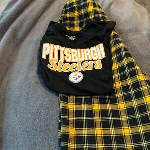 NFL Black Tee with flannel sleeping pants